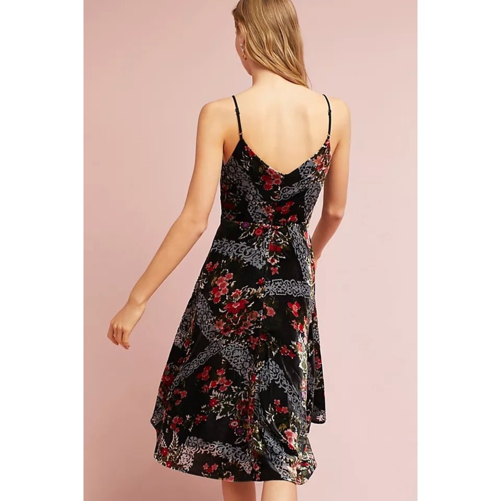 Anthropologie Womens  Floral Burnout Whimsigoth Midi Dress Size 6 Romantic Boho - Picture 2 of 11